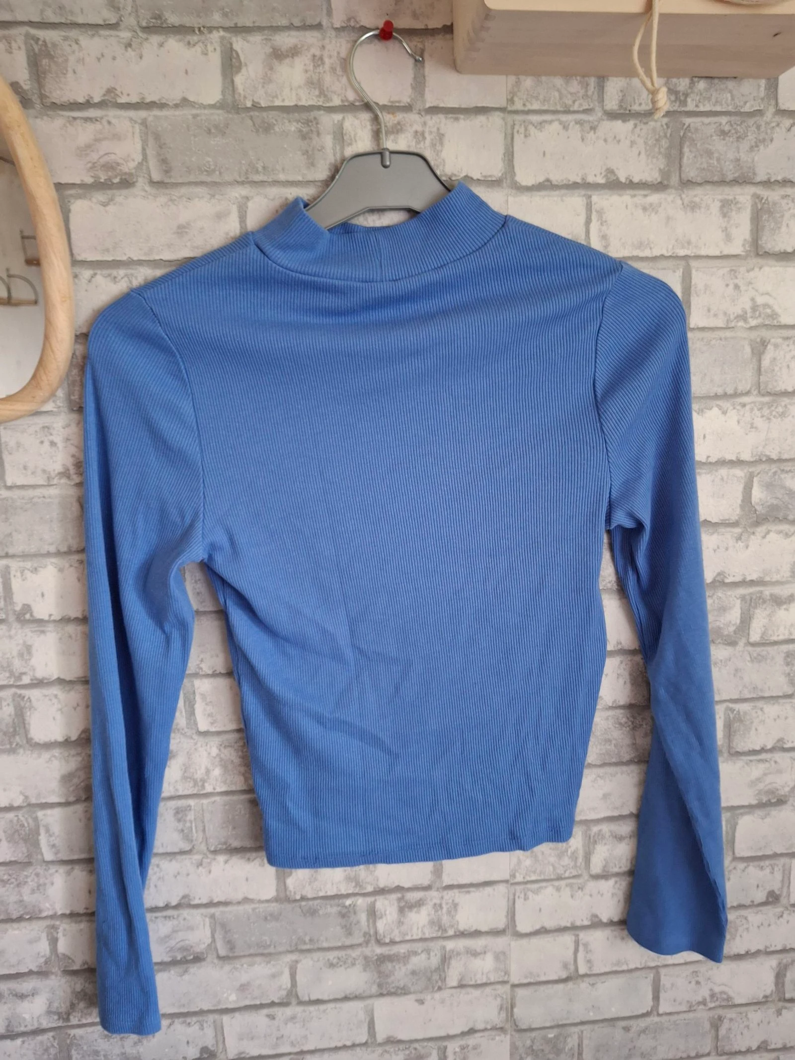 Blue ribbed top with stand-up collar size S Jennyfer – photo 6